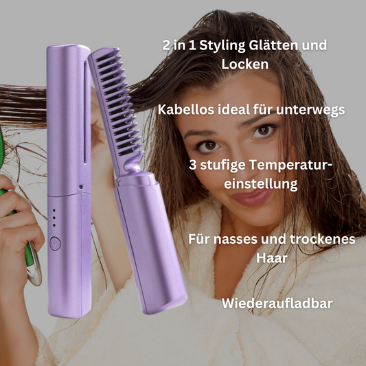 The Hair Beauty Elegance - 2 in 1 Haarstyling Glätteisen und Kamm